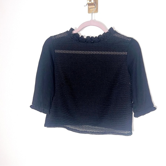 Zara Tops - Zara Open Weave Black Crop Top | Size M